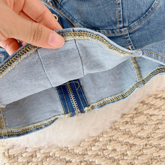 Top Denim Corsetto con Reggiseno Integrato – Crop Top Donna