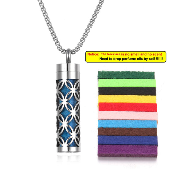 Collana diffusore profumo in acciaio – Aromaterapia wearable argento con spugnetta interna
