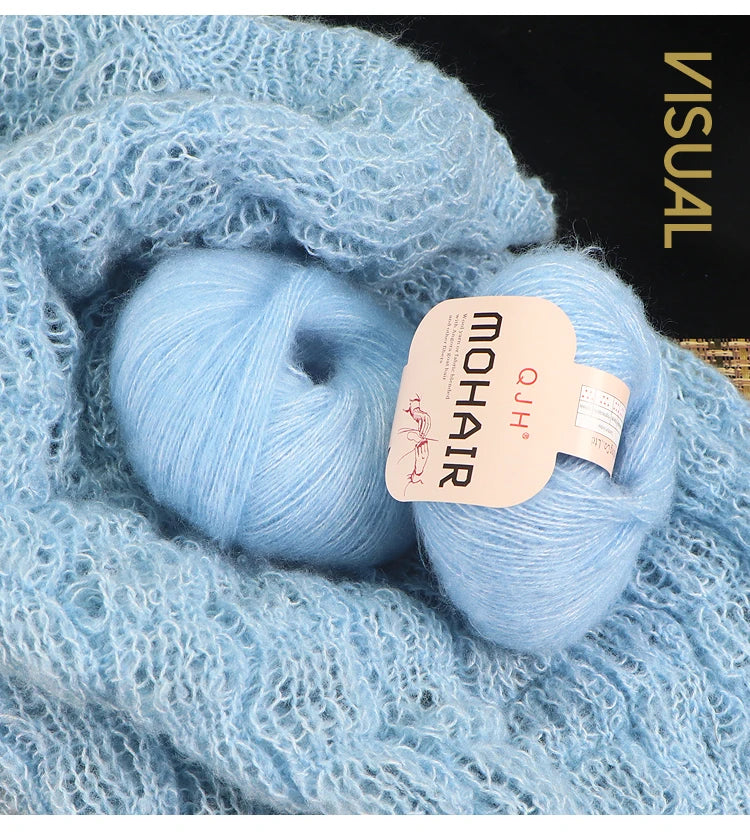 Set 6 gomitoli filato mohair morbido – lana angora effetto fluffy per maglioni, sciarpe, shawl fai-da-te