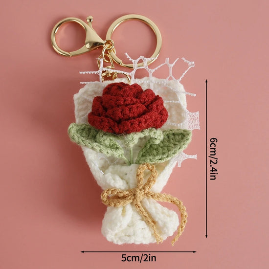 Portachiavi fiore all’uncinetto artigianale – charm amigurumi handmade per borse e chiavi
