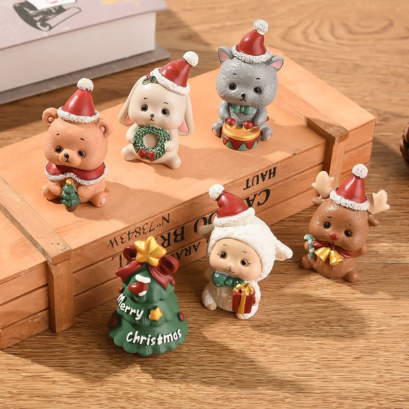 Decorazioni natalizie da scrivania 2025 ‒ set figurine Piccolo Babbo Natale + Alberello ornamentale per ufficio e casa
