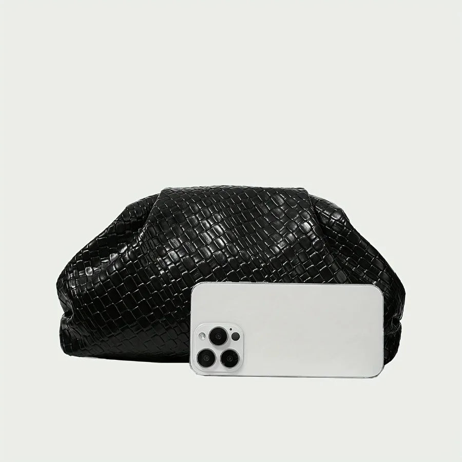 Clutch da sera elegante intrecciata nera per donna – clutch bag texture weave con tracolla regolabile & chiusura clasp per matrimonio & evento