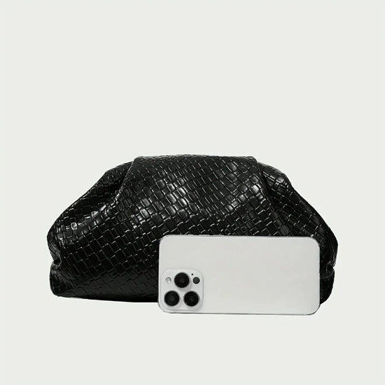 Clutch da sera elegante intrecciata nera per donna – clutch bag texture weave con tracolla regolabile & chiusura clasp per matrimonio & evento