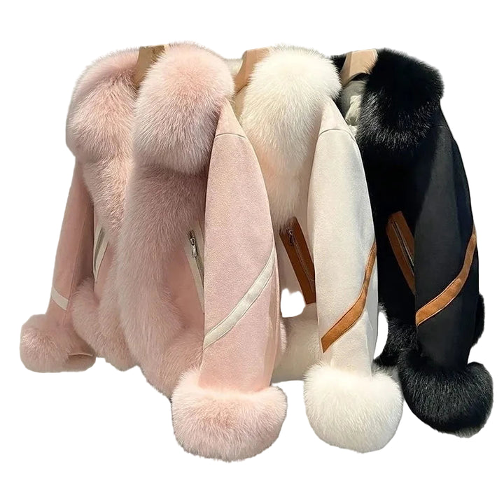 Cappotto corto in pelliccia sintetica volpe 2025 – giacca imbottita effetto fox fur, caldo e alla moda