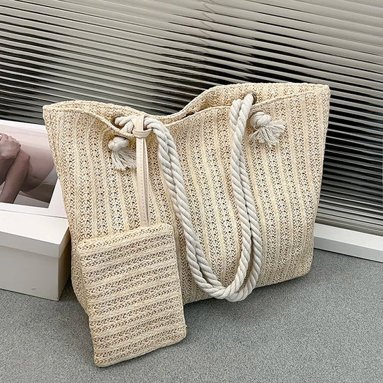Borsa Tote Donna in Paglia Grande Capacità – Stile Boho Estivo
