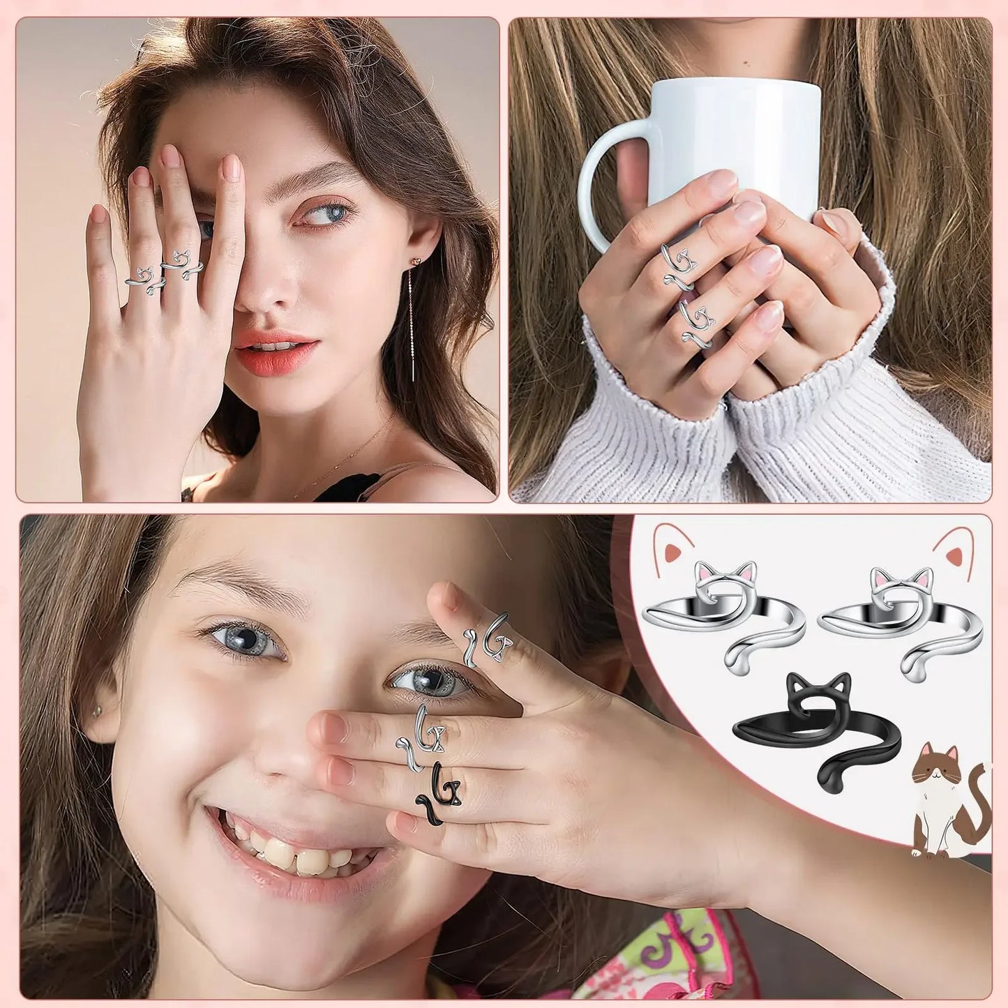 Set 2 ring guida filo regolabili per uncinetto/maglia – anello regolabile finger yarn guide / thimble per tensione costante