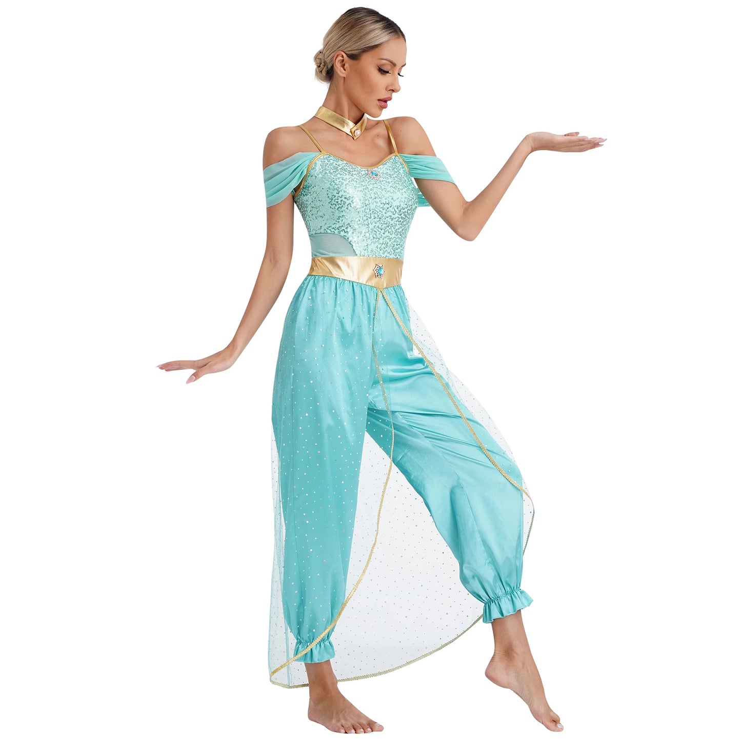 Costume da Principessa Araba / Jasmine Bollywood – Outfit Cosplay per Feste e Halloween