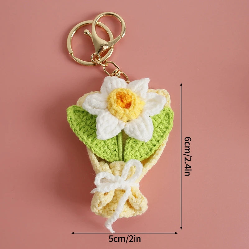Portachiavi fiore all’uncinetto artigianale – charm amigurumi handmade per borse e chiavi