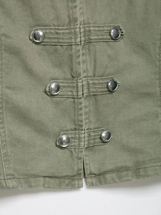 Giacca Corta Donna Effetto Denim con Bottoni e Collo Tondo