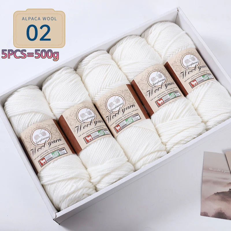 Set 5 gomitoli filato spesso alpaca 500 g – yarn grosso per maglioni, cappotti e crafting inverno