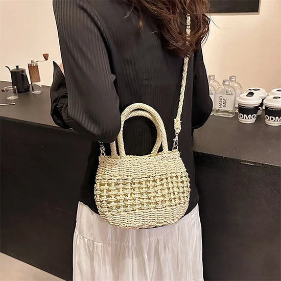 Borsa Piccola a Tracolla Donna in Paglia Intrecciata - Leggera e Trendy