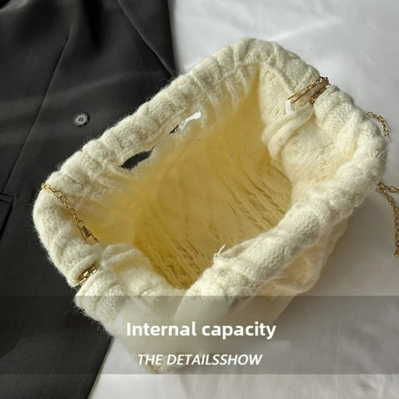 Borsa Crochet Donna Invernale – Crossbody Tricot con Catena e Texture Maglia