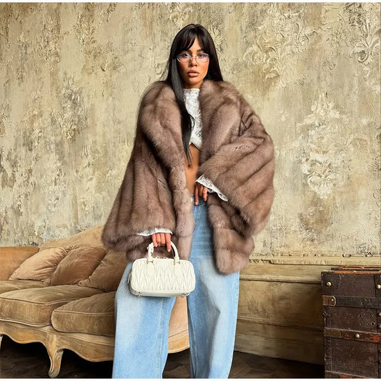Cappotto lungo in pelliccia sintetica con colletto a revers – giacca maxi donna calda e lussuosa per l'inverno 2025