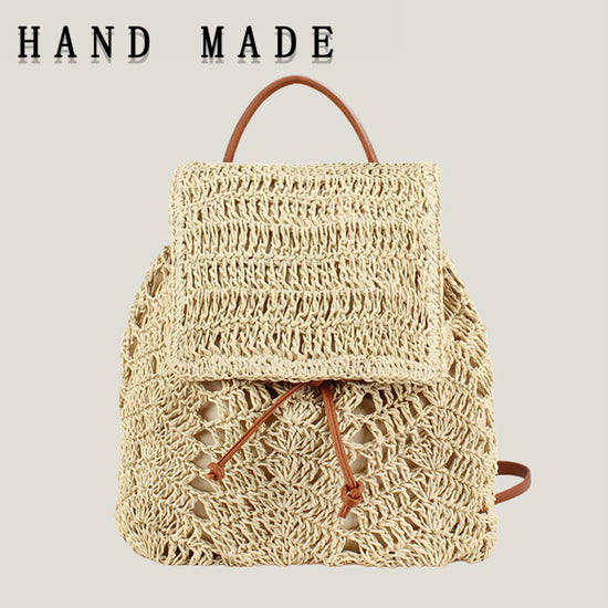 Zaino Donna in Paglia Intrecciata – Borsa Estiva Beige o Khaki