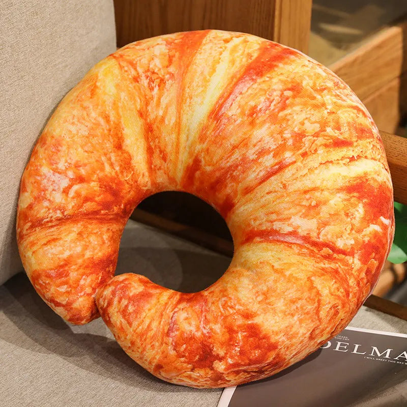 Realistic Bread Plush Pillow Set Croissant Baguette Hot Dog Sofa Decor Soft Comfort Food Themed Cushions For family Birthday Gif