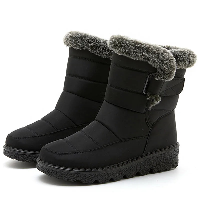 Stivali Invernali Donna – Ankle Boots Impermeabili con Pelliccia, Antiscivolo e Tacco Basso
