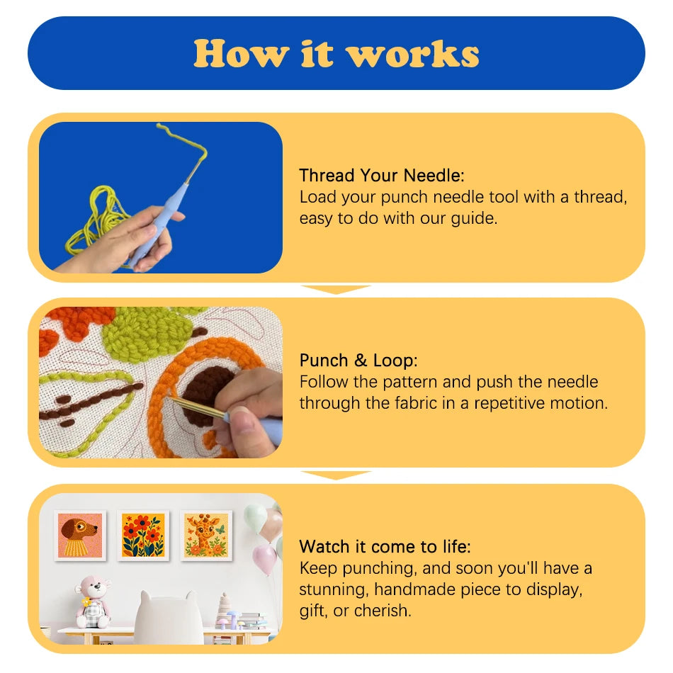 Kit Punch Needle Paesaggio – Ricamo DIY Completo per Principianti