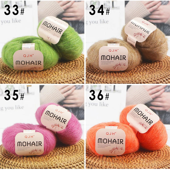 Set 6 gomitoli filato mohair morbido – lana angora effetto fluffy per maglioni, sciarpe, shawl fai-da-te