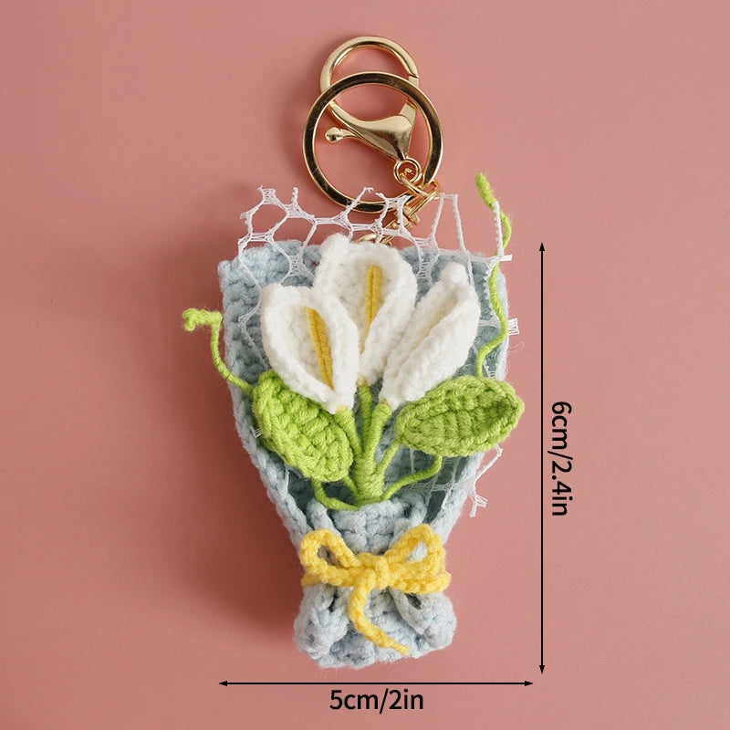 Portachiavi fiore all’uncinetto artigianale – charm amigurumi handmade per borse e chiavi