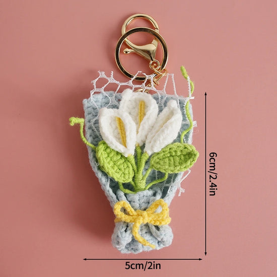 Portachiavi fiore all’uncinetto artigianale – charm amigurumi handmade per borse e chiavi