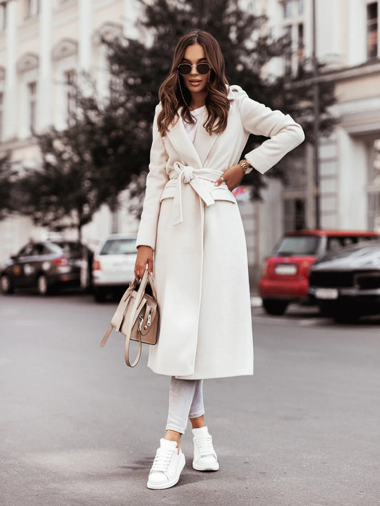Cappotto Lungo Donna con Cintura e Rever - immagine 17