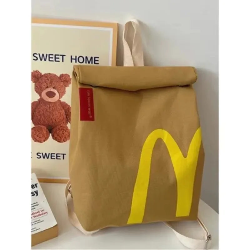 Zaino roll-top stile McDonald’s unisex – backpack casual per scuola e tempo libero, capiente e leggero