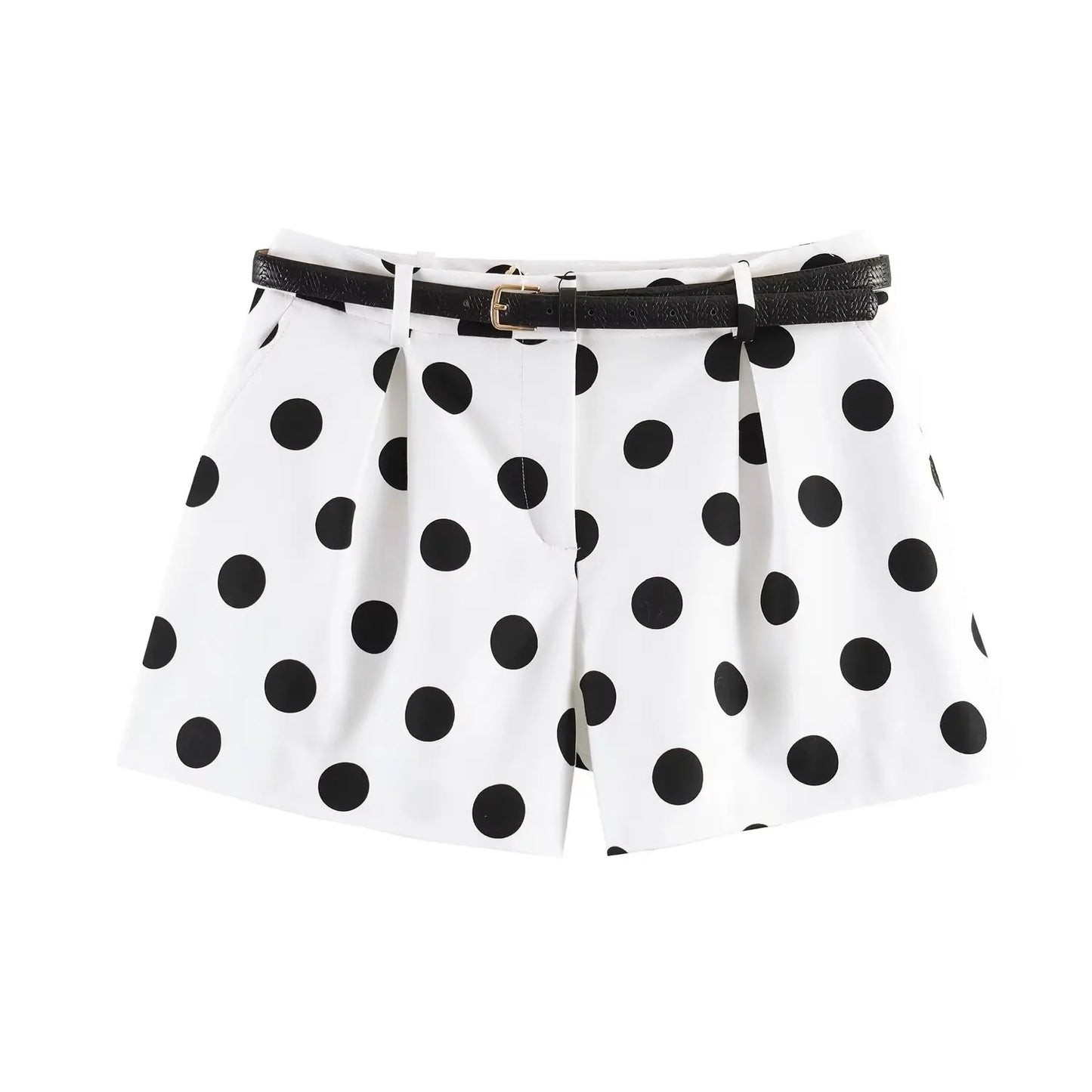 Shorts Donna a Pois Vita Alta – Pantaloncini Estivi Casual Chic