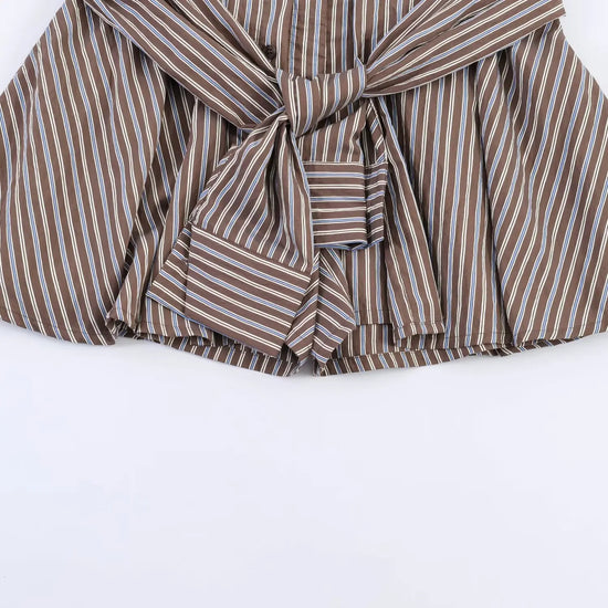 Shorts Donna a Righe Vita Alta – Pantaloncini Loose Estivi