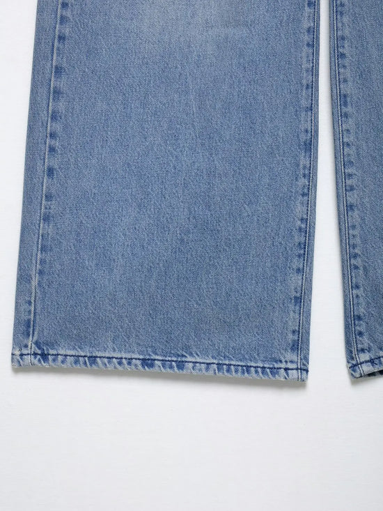 Set denim donna 2 pezzi 2025 – gilet con bottoni + jeans a vita alta wide-leg, look streetwear casual chic