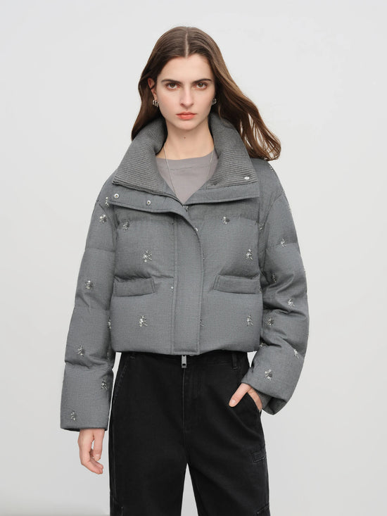 Piumino o gilet donna trapuntato con decorazioni - Piumino con maniche