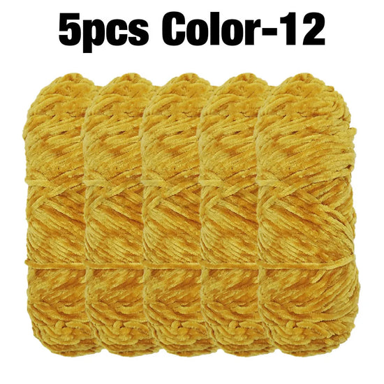 Set 5 rotoli filato ciniglia velluto 100 g – filo morbido e caldo per coperta, maglione, cuscini, DIY