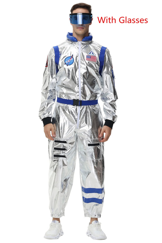 Costume Astronauta Argento per Adulti – Tuta Spaziale Cosplay per Carnevale e Halloween