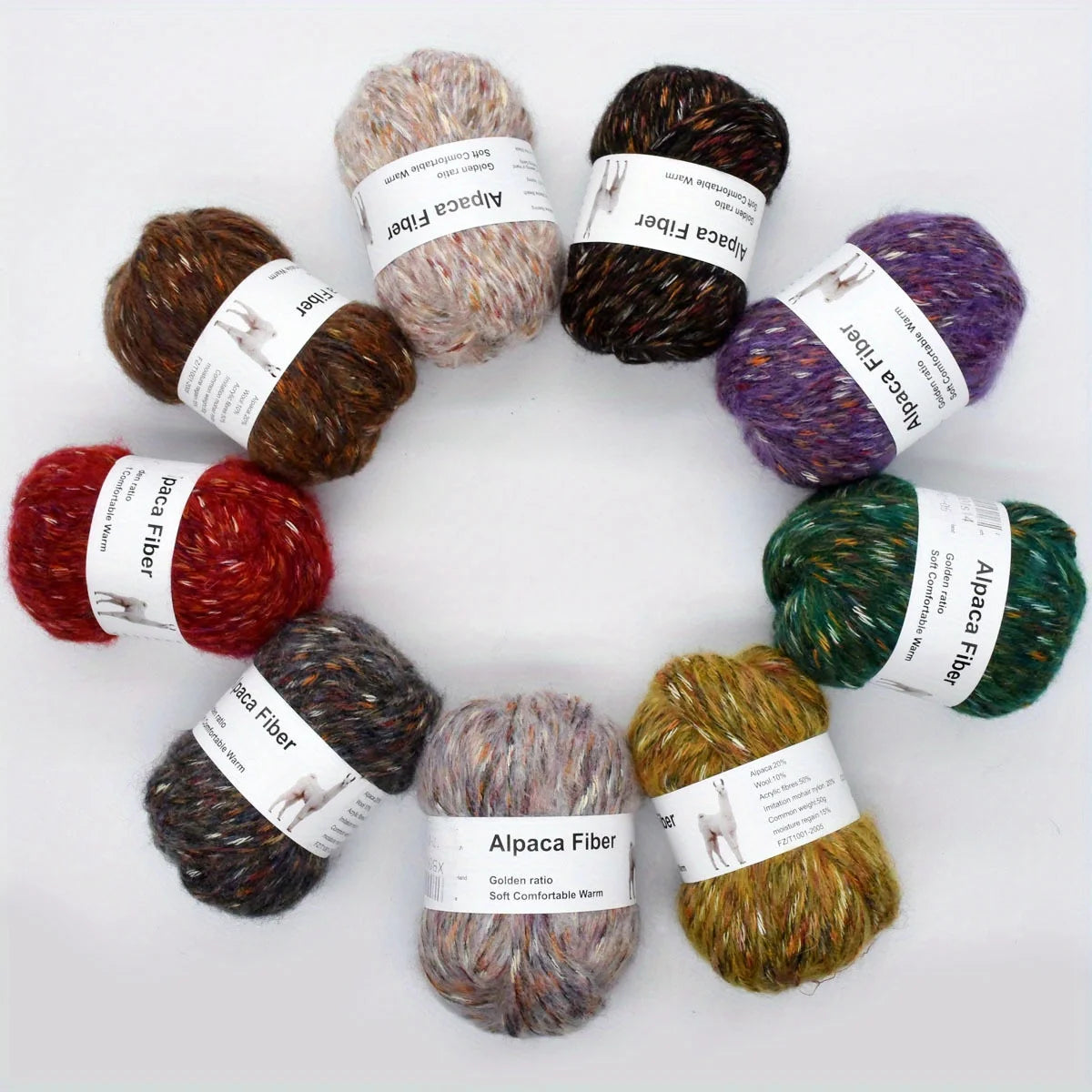 Set 6 gomitoli filo alpaca – lana alpaca hand-knit per sciarpe, cappotti, lavori intrecciati colorati fai-da-te