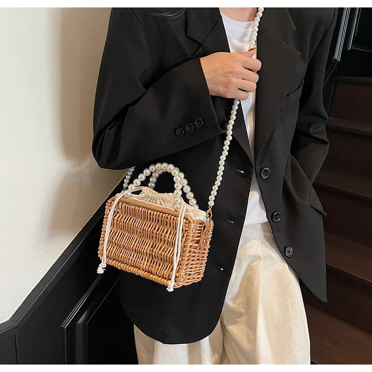 Borsa in Paglia con Perle Donna – Stile Boho Chic Estivo