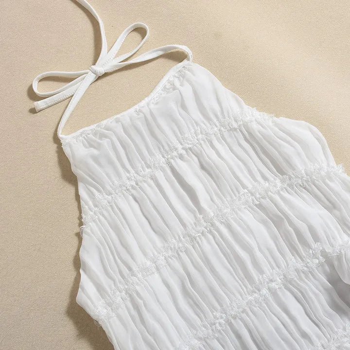 Abito Lungo Donna con Schiena Scoperta e Pieghe – Vestito Elegante Lotus Leaf 2026