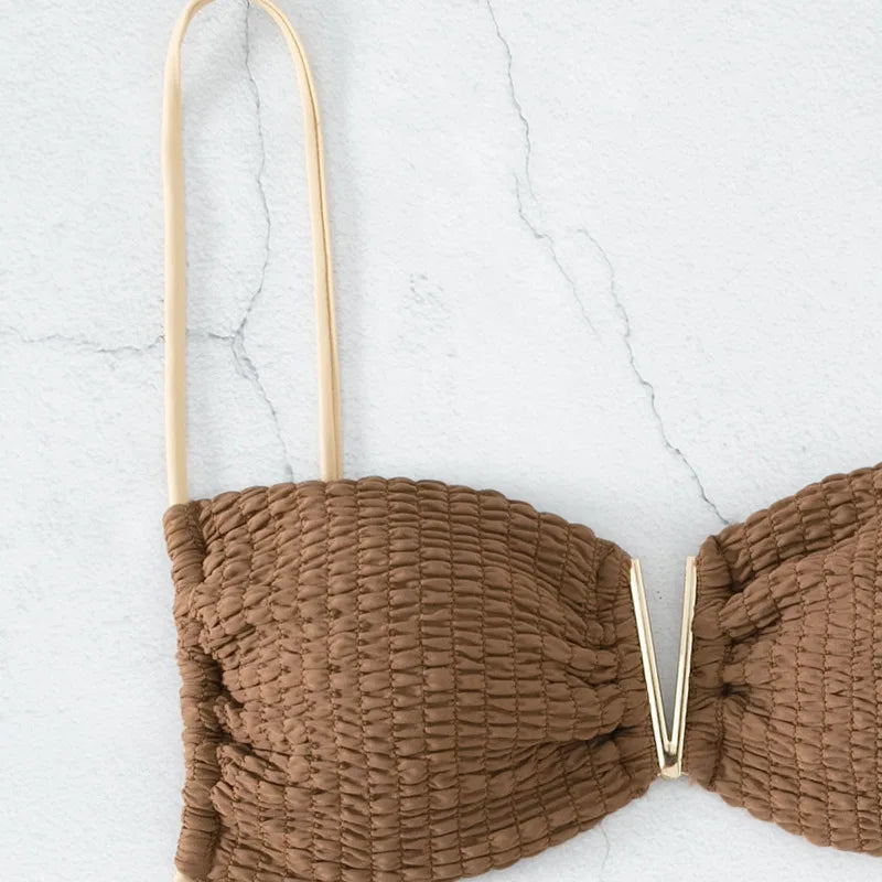 Bikini push-up sexy donna 2025 con laccetti e scollo profondo