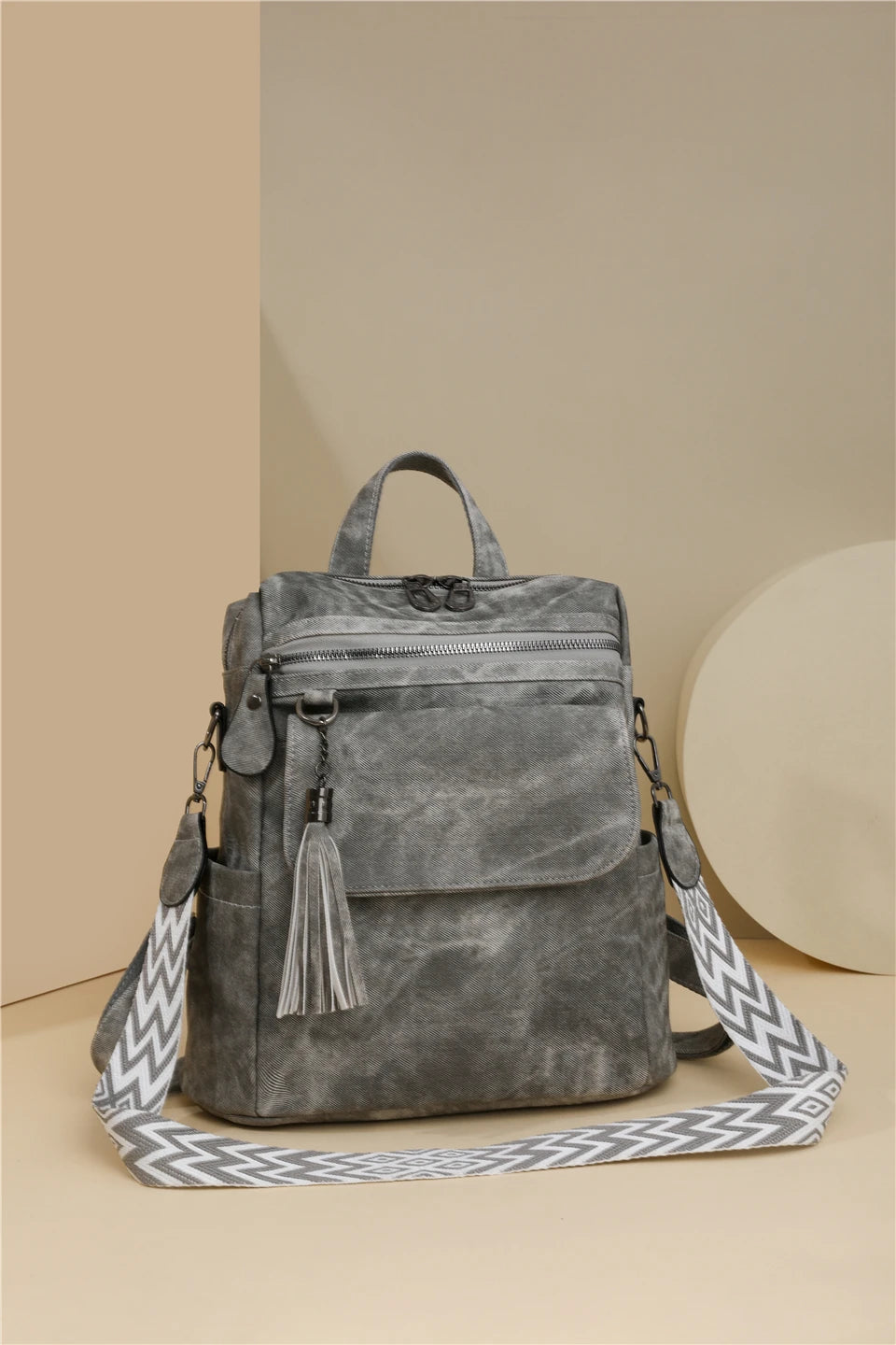 Zaino donna grande capacità in pelle simil-cuoio – daypack fashion da viaggio e scuola, backpack solid colour per ragazze