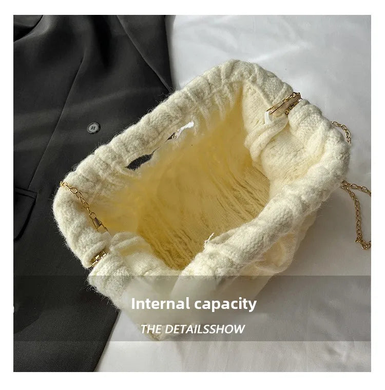 Borsa Crochet Donna Invernale – Crossbody Tricot con Catena e Texture Maglia