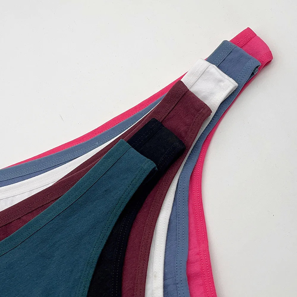 Set 5 pezzi perizomi donna in cotone – G-string low-waist comfort quotidiano, lingerie solid color