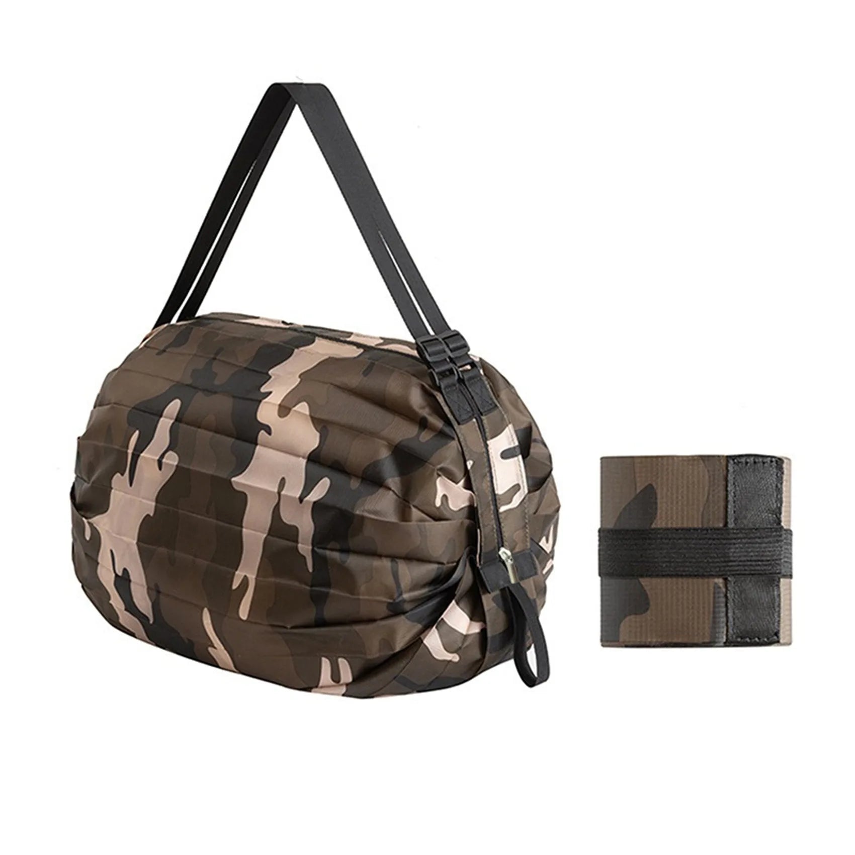 Shopper pieghevole grande capacità in nylon camouflage – Borsa da viaggio riutilizzabile leggera