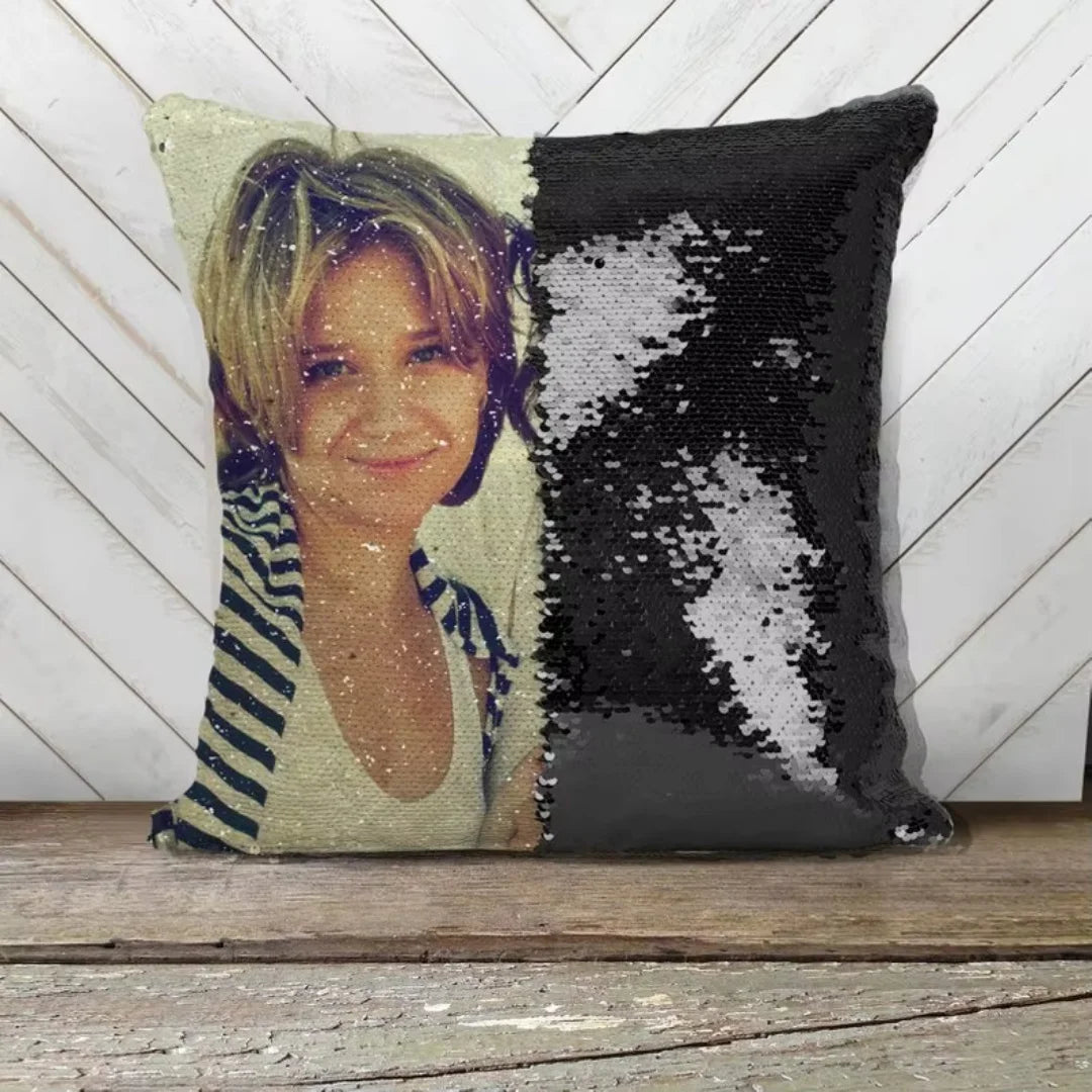 Fodera per Cuscino Personalizzata con Paillettes – Decorativa, Trasformabile Selfie