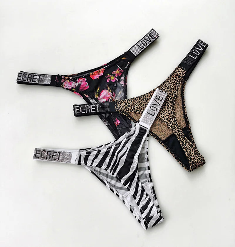 5 Slip a Vita Alta Sexy con Strass | Tanga Perizoma Donna S-XL