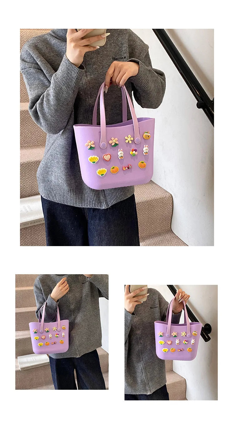 Borsa Mare Colorata Impermeabile – Cestino Estivo Donna Multicolore per Spiaggia e Piscina