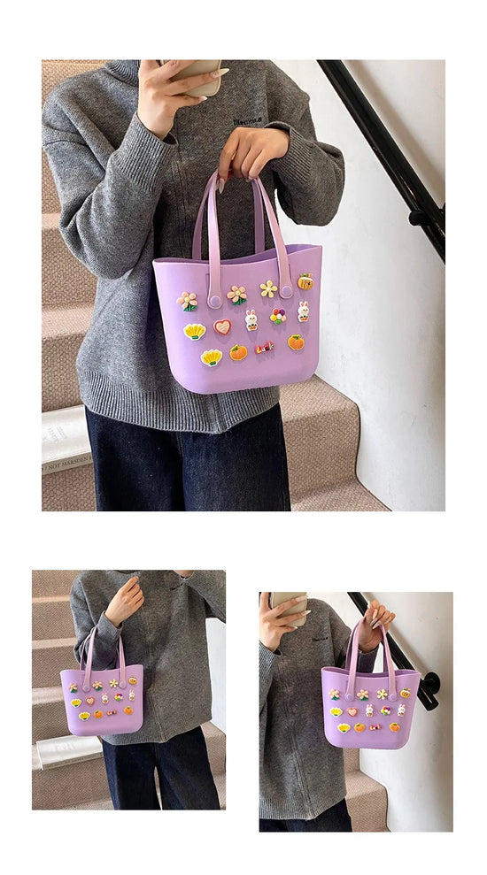 Borsa Mare Colorata Impermeabile – Cestino Estivo Donna Multicolore per Spiaggia e Piscina