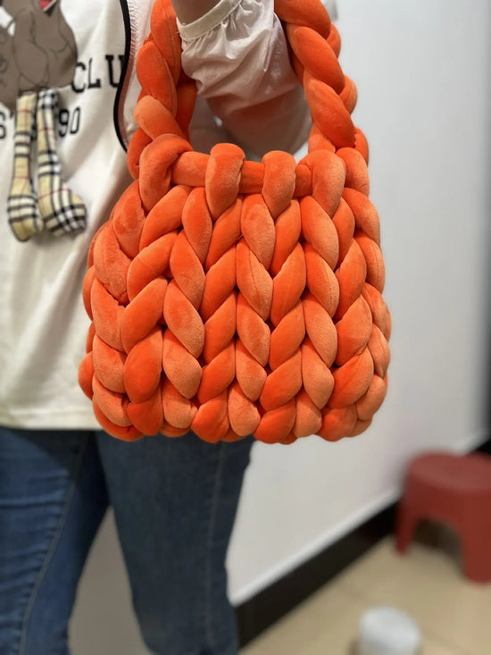Borsa uncinetto in velluto intrecciato a mano – handbag artigianale unisex disponibile in più colori e dimensioni