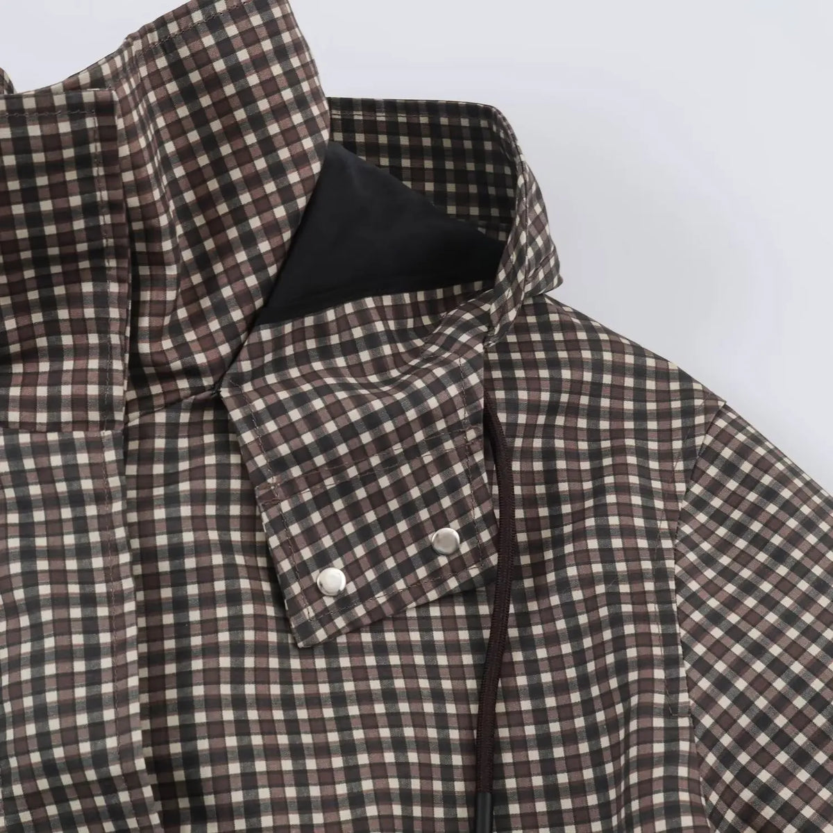 Giacca donna a quadri con cappuccio e zip