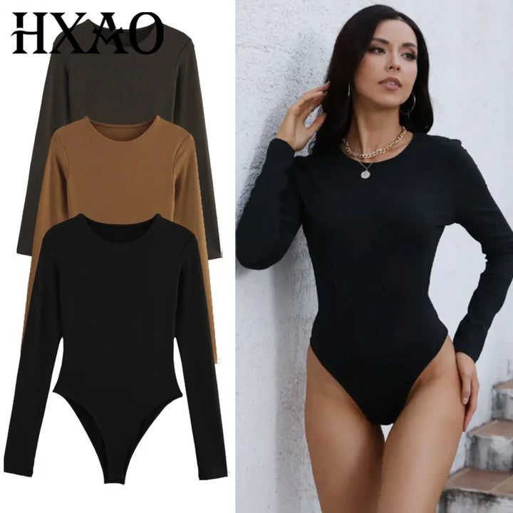 Bodysuit nero a manica lunga – body aderente sexy 2025 per donne, multiuso e lingerie