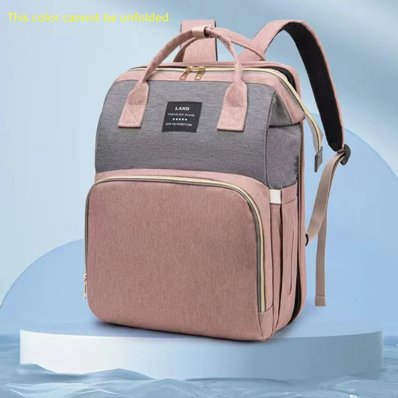 Zaino Fasciatoio Pieghevole 3 in 1 con Lettino Portatile – Borsa Mamma da Viaggio Leggera e Capiente