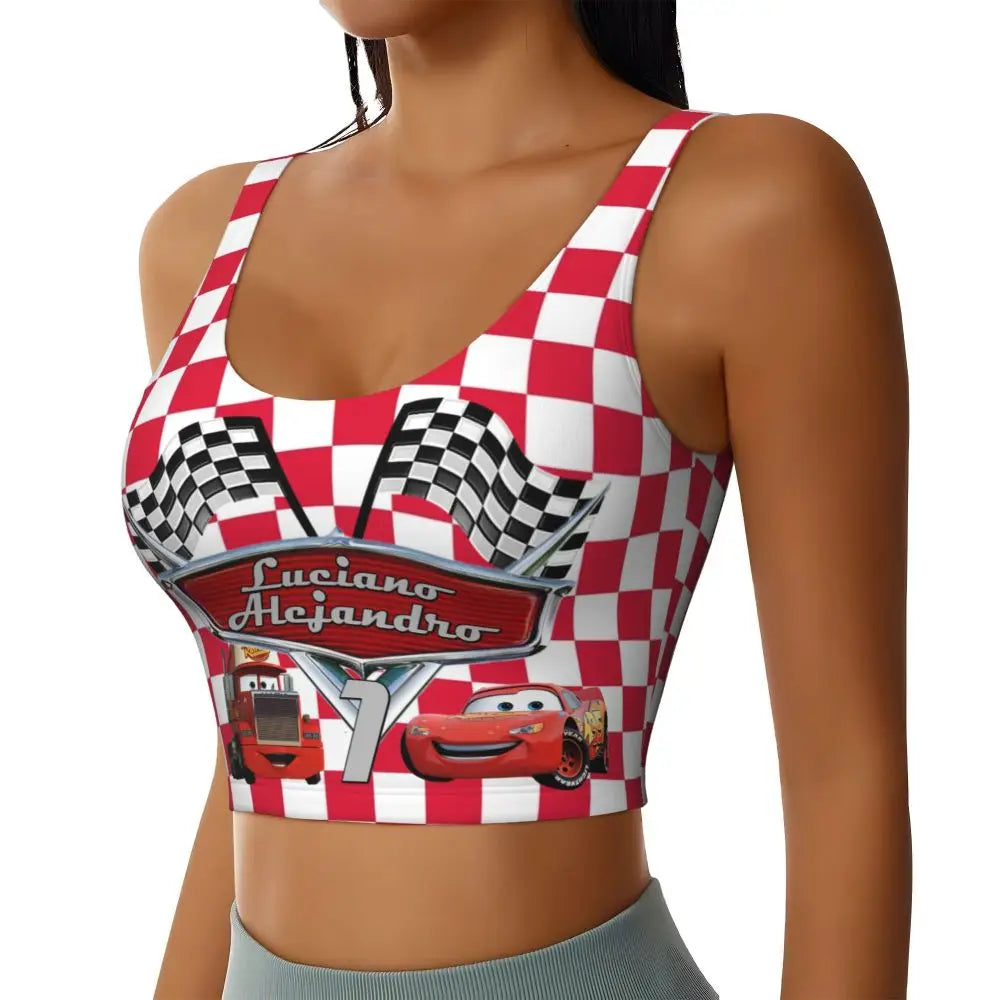 Maglia cars SaettaMcQueen Donna | Cartoon Fitness Crop Top Cars