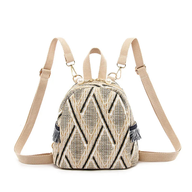 Zaino Donna Effetto Paglia Intrecciato – Backpack Estivo Casual Chic